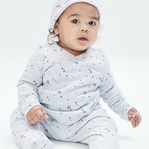 0-3 Months Blue 2 Piece Sleeper With Blue‎ Stars Patriotic Fourth Of July Unisex